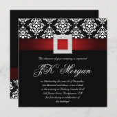 Xmas Office Party Einladung Juwelen Red Schwarz-we (Vorne/Hinten)