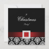 Xmas Office Party Einladung Juwelen Red Schwarz-we (Rückseite)