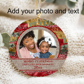 Xmas Oma Opa Rotes Gold Grünes Brot Burlap Ornament