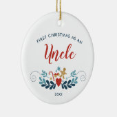 Xmas Onkel Personalisiert Gingerbrot Candy Cane Keramik Ornament (Rechts)