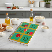 Xmas-Ornamente aus mit Monogramm Rot, Grün und Gol Notizblock