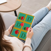 Xmas-Ornamente aus mit Monogramm Rot, Grün und Gol Notizblock