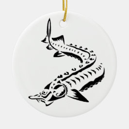 >XMAS-ORNATION -STURGEON FISH-BELUGA-GERICHT KERAMIK ORNAMENT