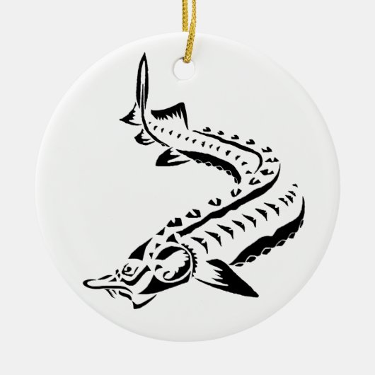 >XMAS-ORNATION -STURGEON FISH-BELUGA-GERICHT KERAMIK ORNAMENT (Vorne)