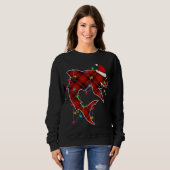 Xmas Pajama Karierte Weihnachtslichter Hai Anima Sweatshirt (Vorne ganz)
