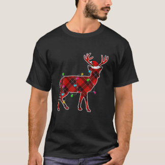 Xmas Pajama Karierte Weihnachtslichter Hirsche Tie T-Shirt
