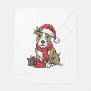 Xmas Party Decoration American Pitbull Terrier Dog Fleecedecke