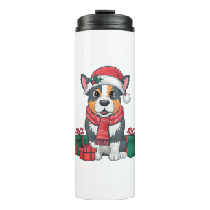 Xmas Party Decoration Santa Australian Cattle Dog Thermosbecher