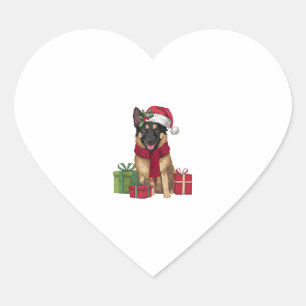 Xmas Party Decoration Santa Belgisch Malinois Dog Herz-Aufkleber
