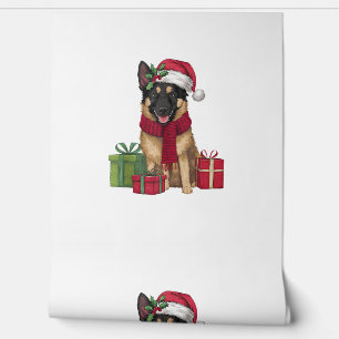 Xmas Party Decoration Santa Belgisch Malinois Dog  Tapete