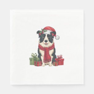 Xmas Party Decoration Santa Border Collie Dog Chri Serviette