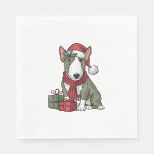 Xmas Party Decoration Santa Bull Terrier Dog Chris Serviette
