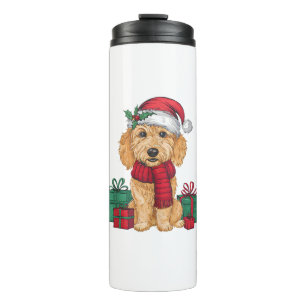 Xmas Party Decoration Santa Goldendoodle Dog Chris Thermosbecher
