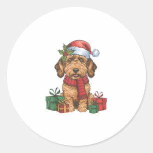 Xmas Party Decoration Santa Labradoodle Hund Chris Runder Aufkleber
