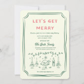 Xmas Party HolidayHand Zeichnete Funky Handwriting Einladung (Vorderseite)