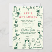 Xmas Party HolidayHand Zeichnete Funky Handwriting Einladung (Vorderseite)