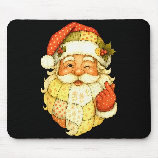 Xmas Patchwork Santa Claus Christmas Funny Mens Wo Mousepad (Vorne)