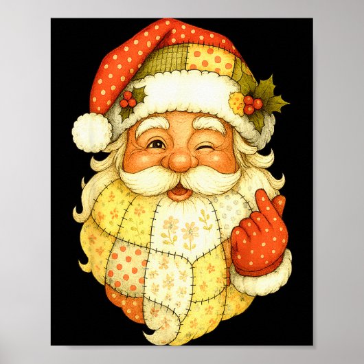 Xmas Patchwork Santa Claus Christmas Funny Mens Wo Poster (Vorne)