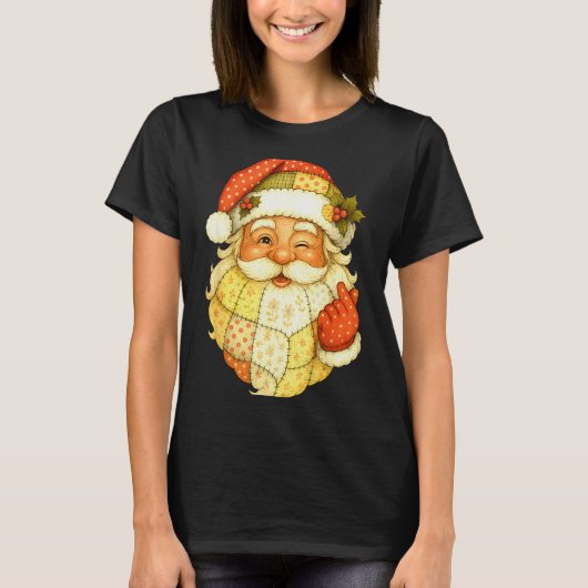 Xmas Patchwork Santa Claus Christmas Funny Mens Wo T-Shirt (Vorderseite)