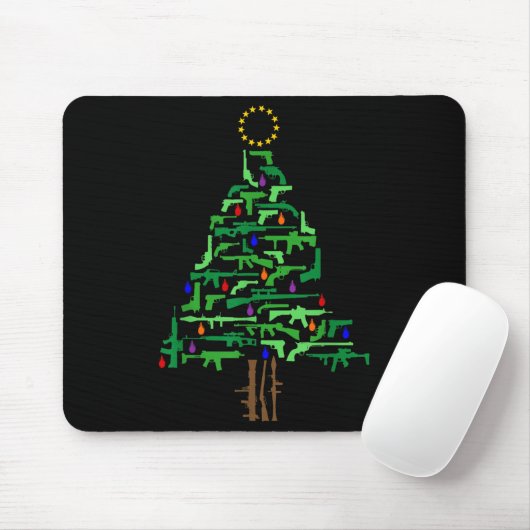 Xmas Patriotic 2nd Amendment Gun Christmas Tree Mousepad (Mit Mouse)