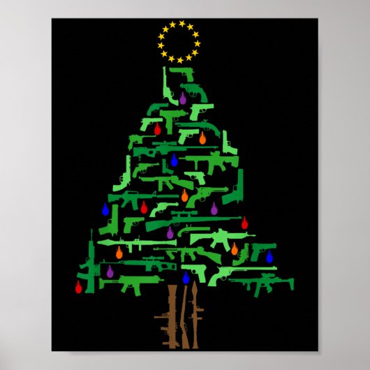 Xmas Patriotic 2nd Amendment Gun Christmas Tree  Poster (Vorne)