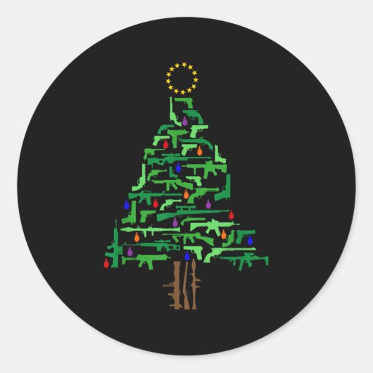 Xmas Patriotic 2nd Amendment Gun Christmas Tree  Runder Aufkleber (Vorderseite)