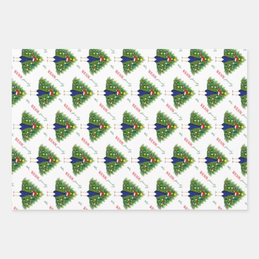 Xmas Peacock Wrapping Paper Flat Sheet Set of 3 Geschenkpapier Set (Vorderseite)