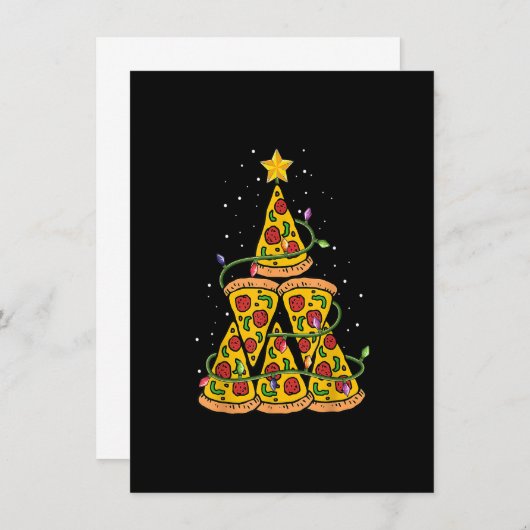 Xmas Pizza Shirt für Männer, Weihnachtsbaum Lichte Einladung (Vorne/Hinten)