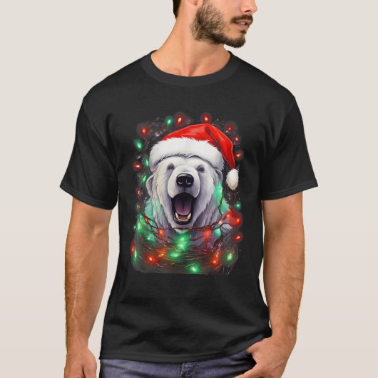 Xmas Polar Bär geknackt Weihnachtslicht T-Shirt (Vorderseite)