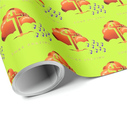 Xmas Praying greenish Geschenkpapier (Rolleneckpunkt)