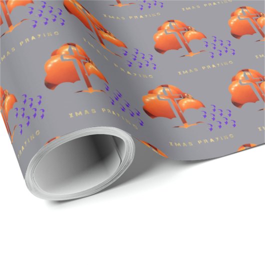 Xmas Praying grey Geschenkpapier (Rolleneckpunkt)