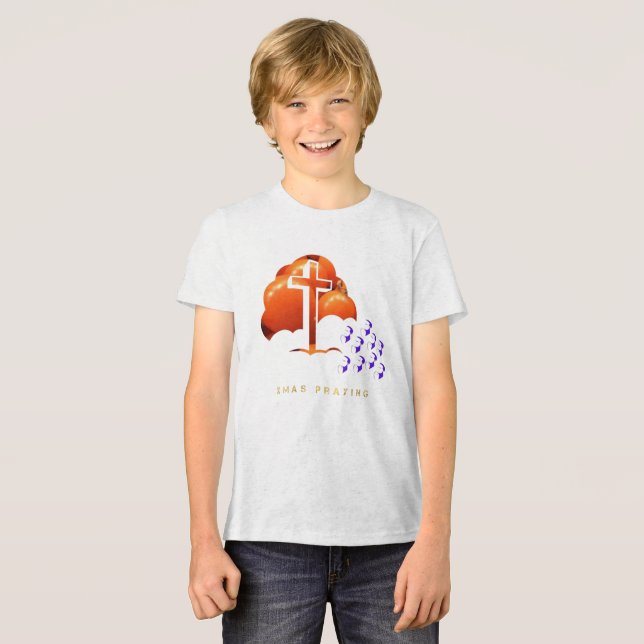 Xmas Praying Tri-Blend Shirt (Vorderseite voll)