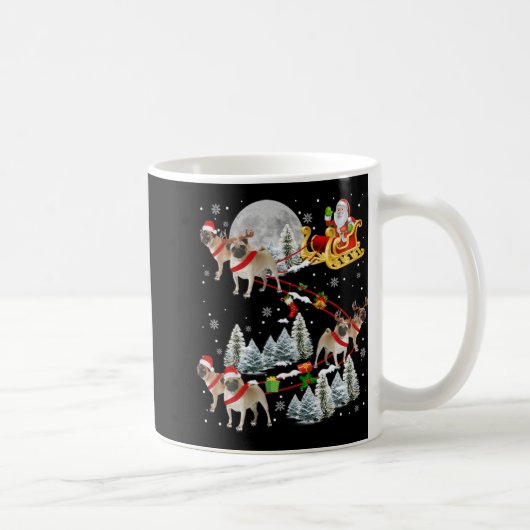 Xmas Pug Sledge Christmas Sledge Santa Dog Kaffeetasse (Rechts)