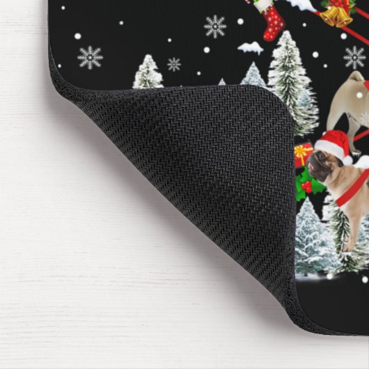 Xmas Pug Sledge Christmas Sledge Santa Dog T Shirt Mousepad (Ecke)