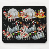 Xmas Pug Sledge Christmas Sledge Santa Dog T Shirt Mousepad (Vorne)