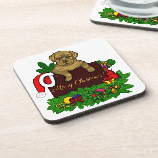 XMas Puppy Getränkeuntersetzer (Linke Seite)