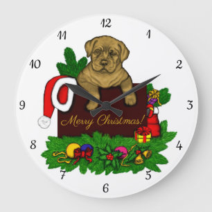 XMas Puppy Große Wanduhr