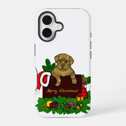 XMas Puppy iPhone 16 Hülle (Rückseite)