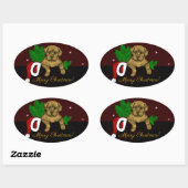 XMas Puppy Ovaler Aufkleber (Blatt)