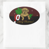 XMas Puppy Ovaler Aufkleber (Tasche)