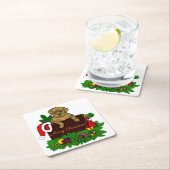 XMas Puppy Rechteckiger Pappuntersetzer (Vor Ort)