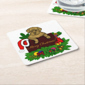 XMas Puppy Rechteckiger Pappuntersetzer (angewinkelt)