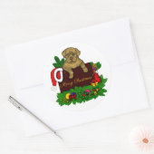 XMas Puppy Runder Aufkleber (Umschlag)
