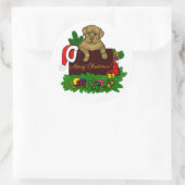 XMas Puppy Runder Aufkleber (Tasche)