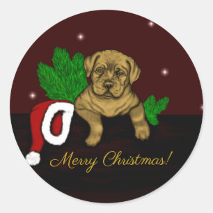 XMas Puppy Runder Aufkleber