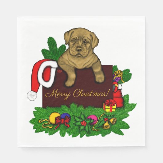 XMas Puppy Serviette (Vorderseite)