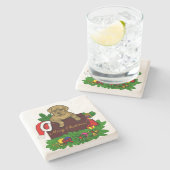 XMas Puppy Steinuntersetzer (Seitenansicht)