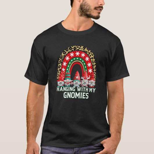Xmas Rainbow Hanging With My Gnomies Gnome Christ T-Shirt (Vorderseite)