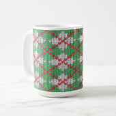 XMAS RAUTE STRICK Große weiße Tasse (Vorderseite Links)