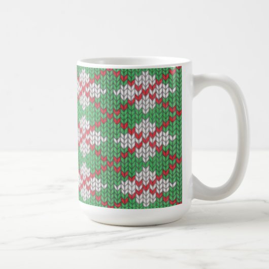 XMAS RAUTE STRICK Große weiße Tasse (Rechts)